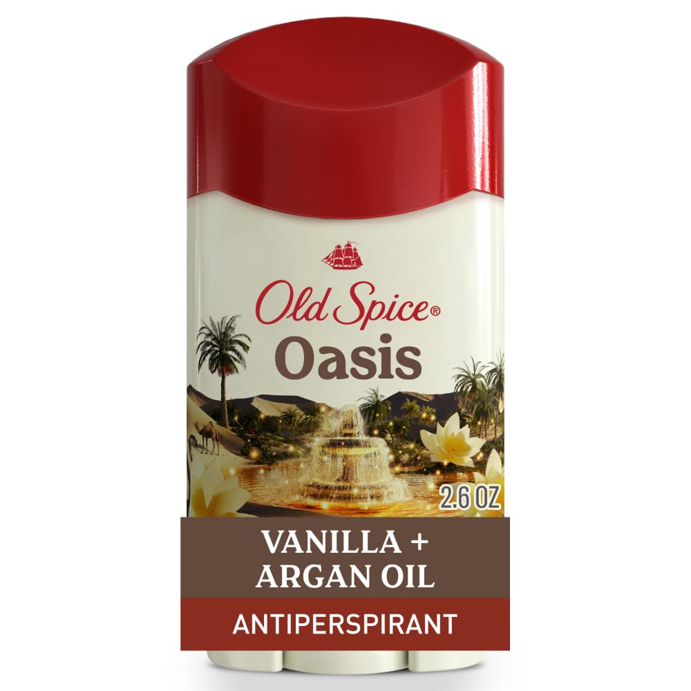 Old Spice Desodorante Antitranspirante Oasis, botella frontal, frescura duradera todo el día.