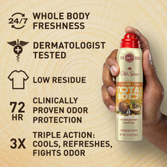 Old Spice Vanilla + Shea, etiqueta frontal con fragancia duradera.