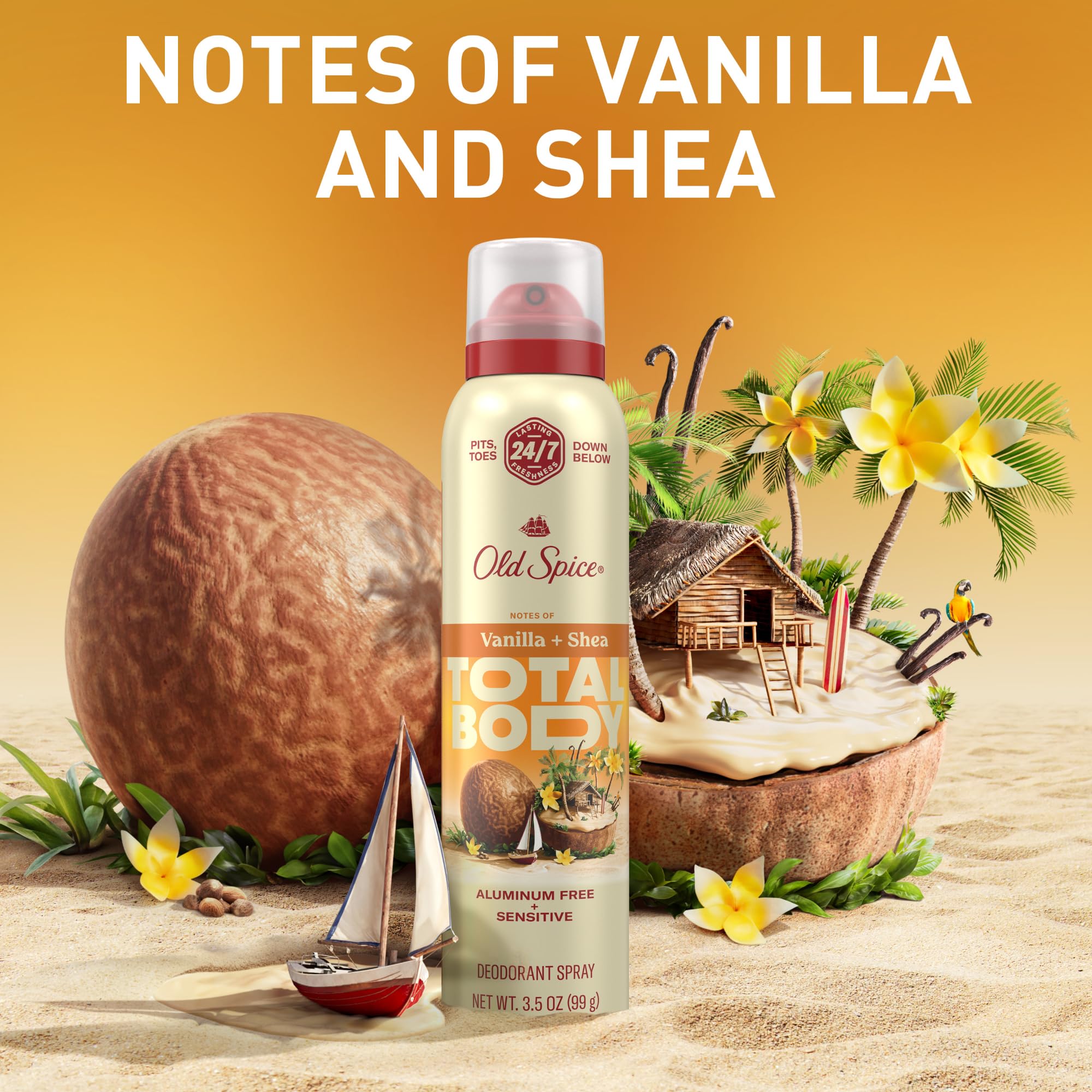 Old Spice Vanilla + Shea, uso en todo el cuerpo para comodidad diaria.
