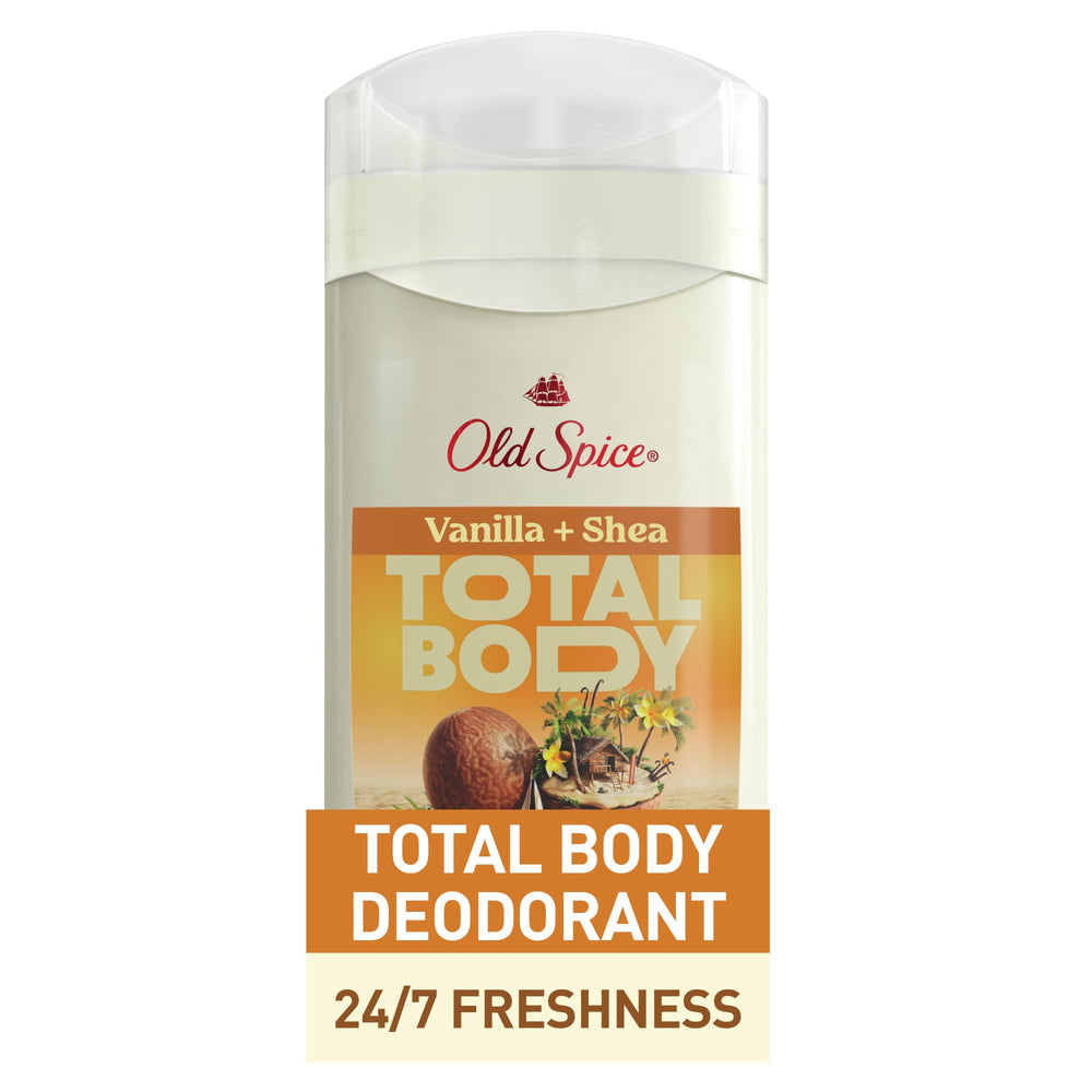 Old Spice desodorante para cuerpo entero, barra vainilla-shea, aroma duradero para todo el día