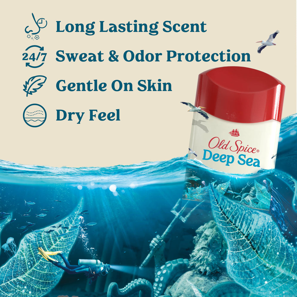 Old Spice Dry Feel, vista lateral, fragancia oceánica para energía diaria.