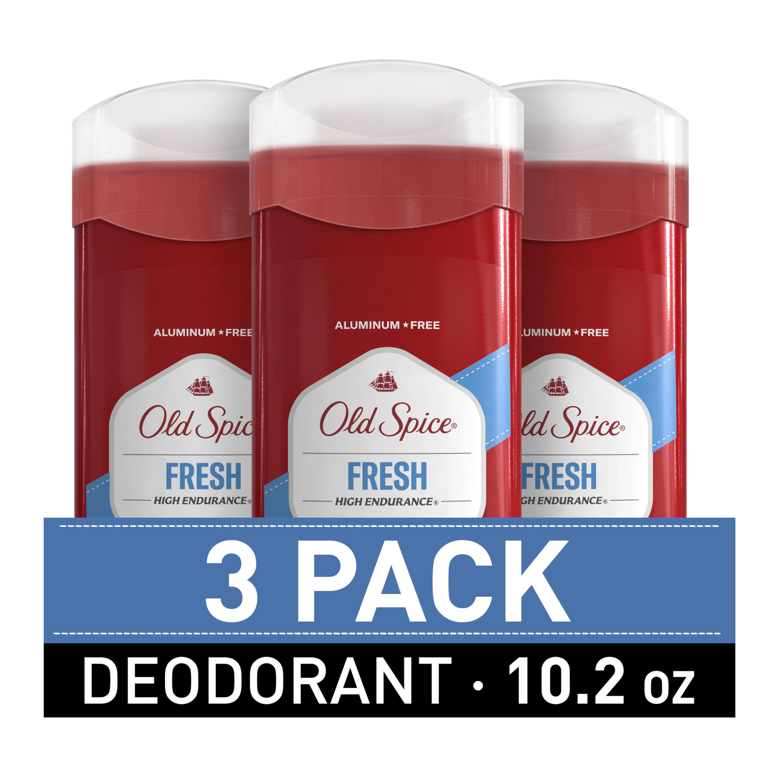 Old Spice desodorante para hombres, frontal del pack de 3, libre de aluminio y protección 24/7