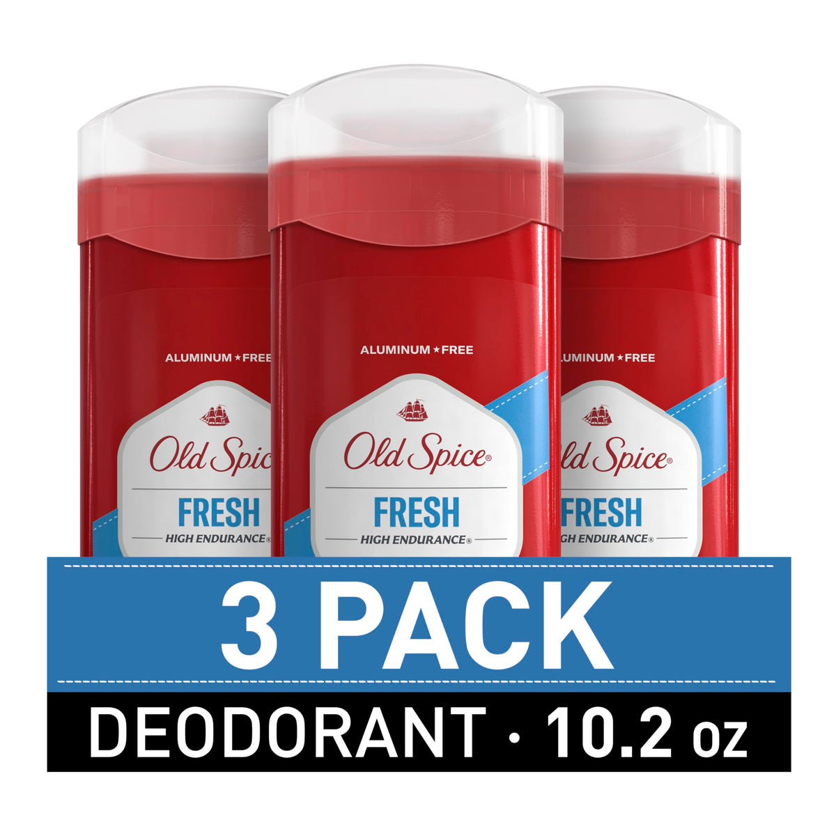Old Spice desodorante para hombres, frontal del pack de 3, libre de aluminio y protección 24/7