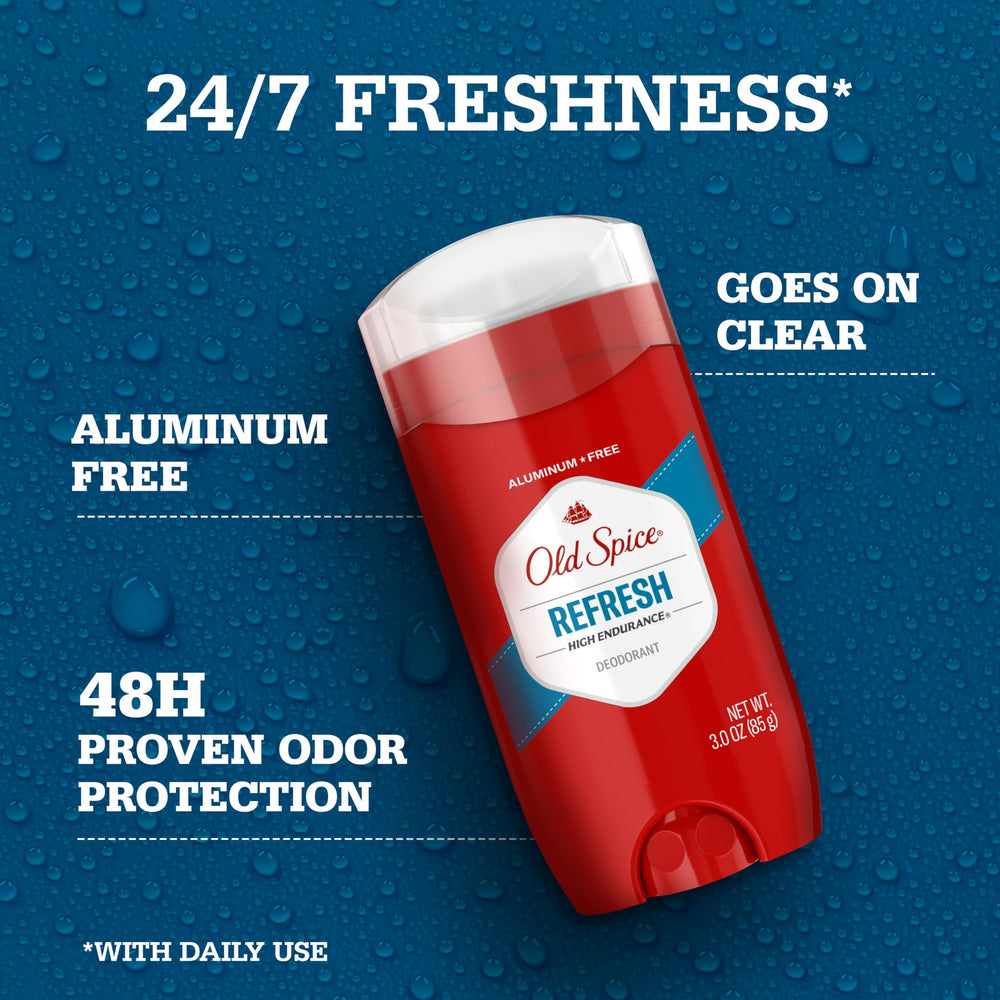 Old Spice desodorante para hombre sin aluminio, protección 24-7 y olor duradero.