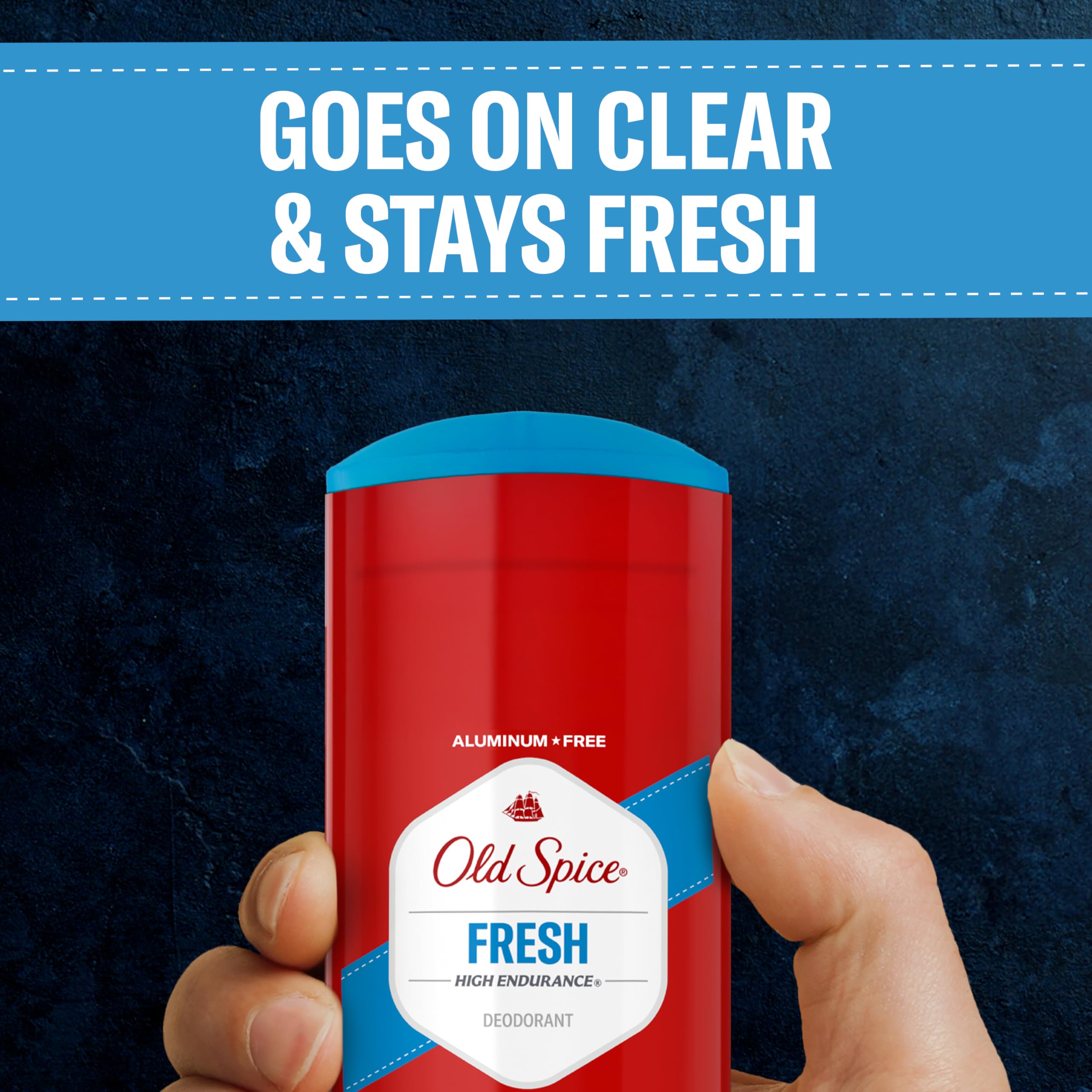 Old Spice sin aluminio, protección duradera para hombres activos.