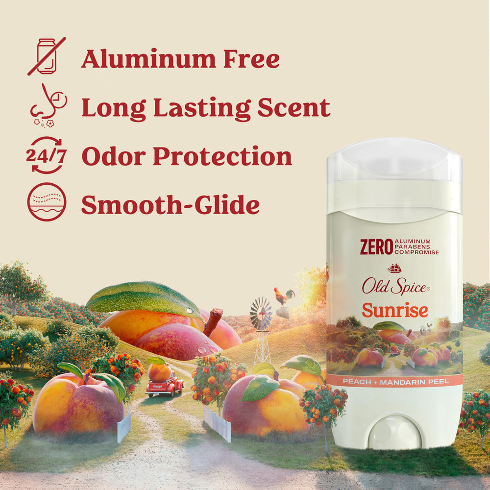 Old Spice Sunrise desodorante sin aluminio, aplicación suave para un uso cómodo.