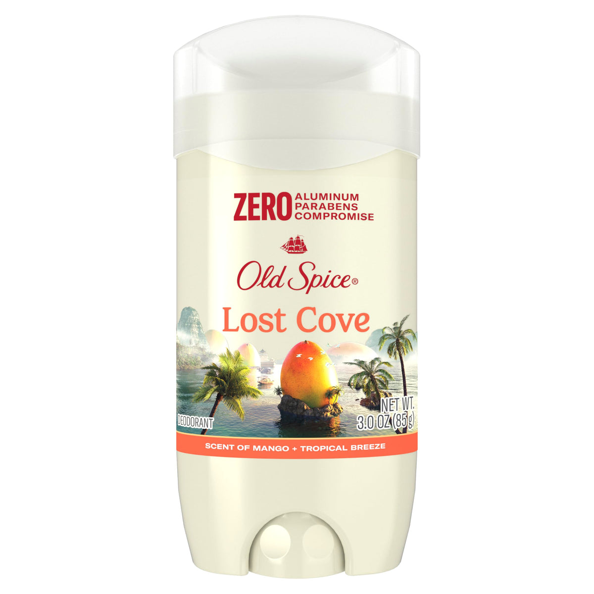 Desodorante Old Spice Lost Cove Mango sin aluminio en botella de 3 oz