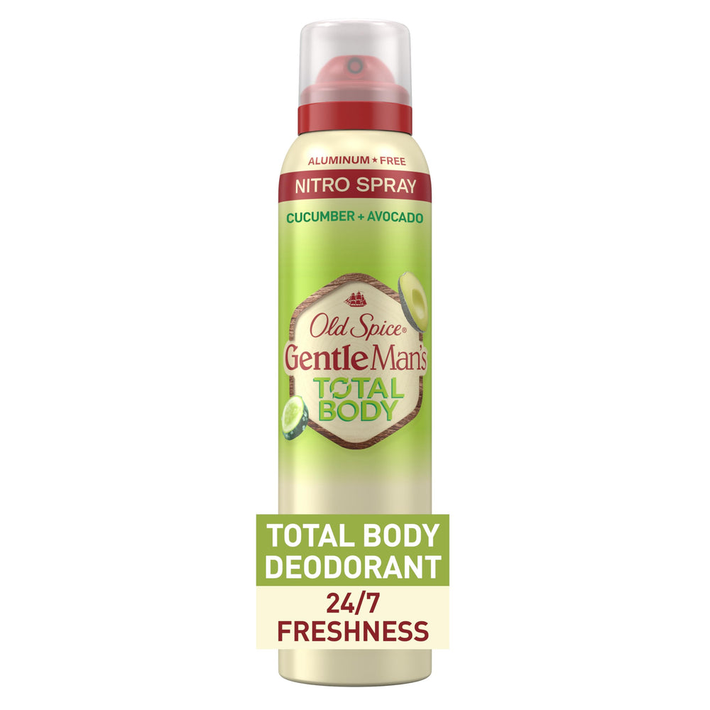 Old Spice desodorante total cuerpo en botella para uso diario.