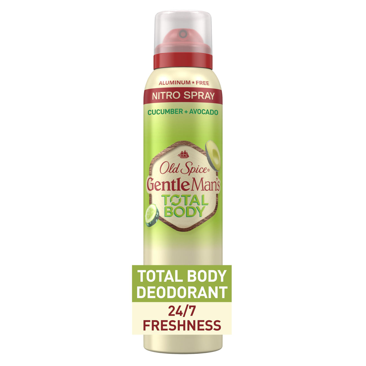 Old Spice desodorante total cuerpo en botella para uso diario.
