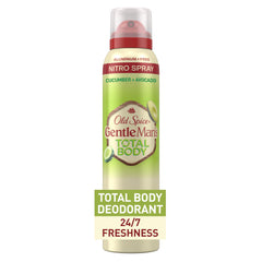Old Spice desodorante total cuerpo en botella para uso diario.