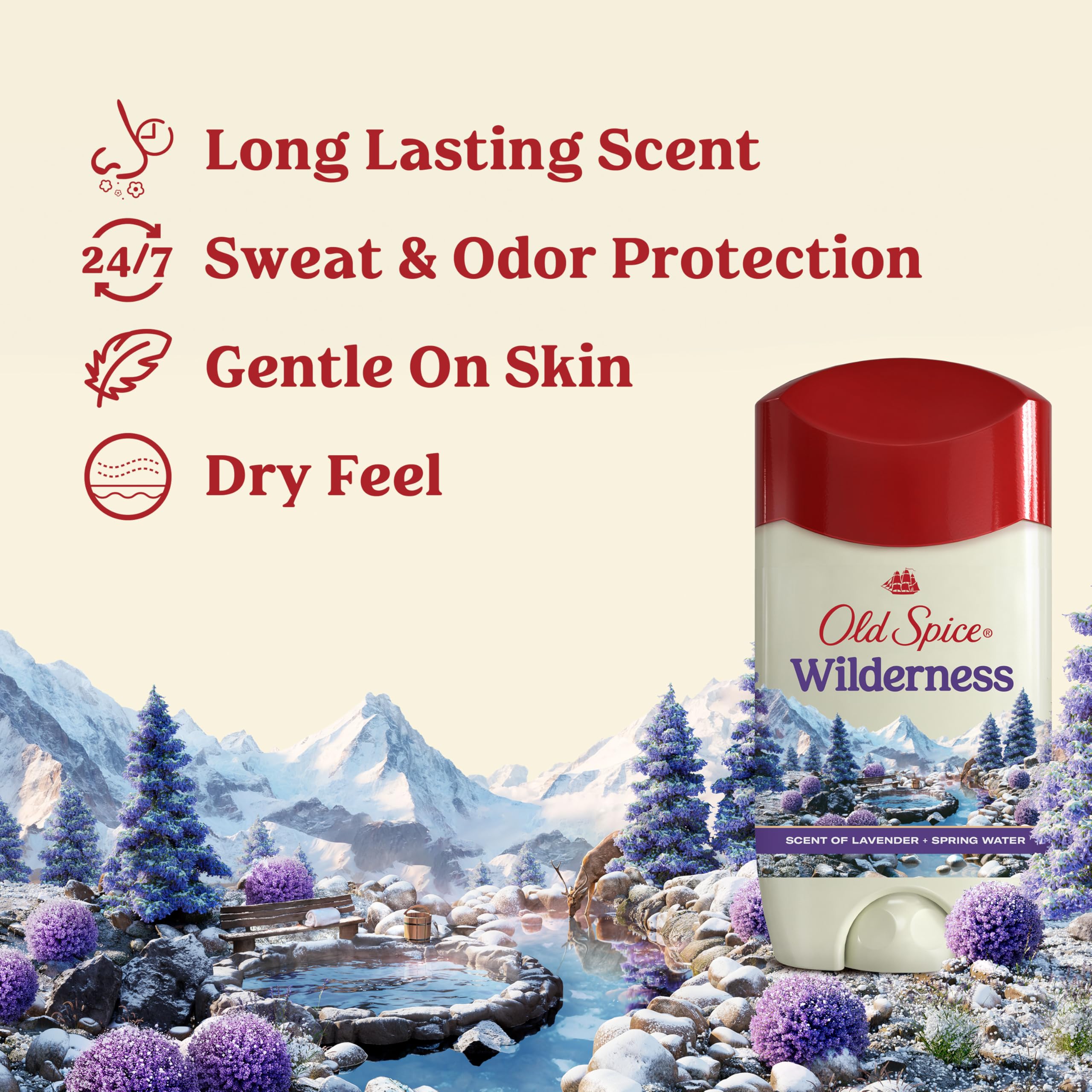Close-up cap of Old Spice Dry Feel showing portable, on-the-go design for daily use.