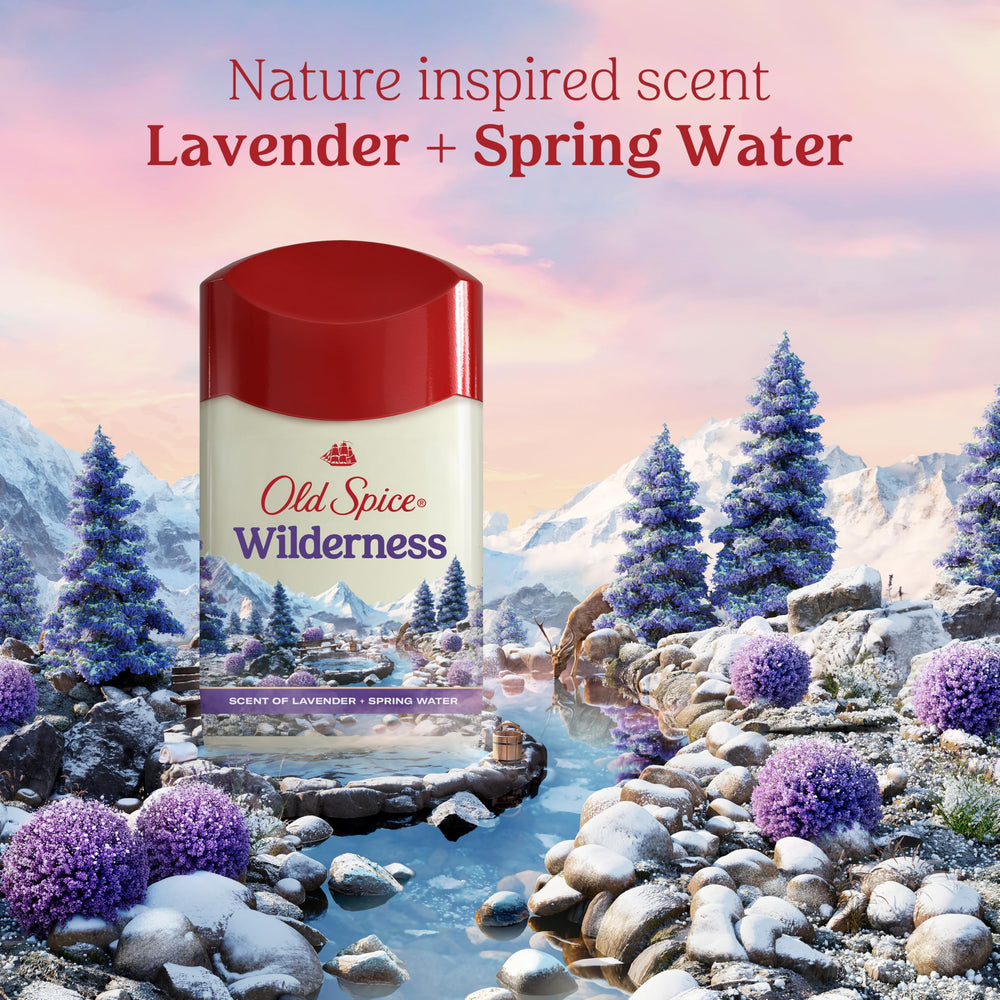 Old Spice brand logo with wilderness scent theme.
