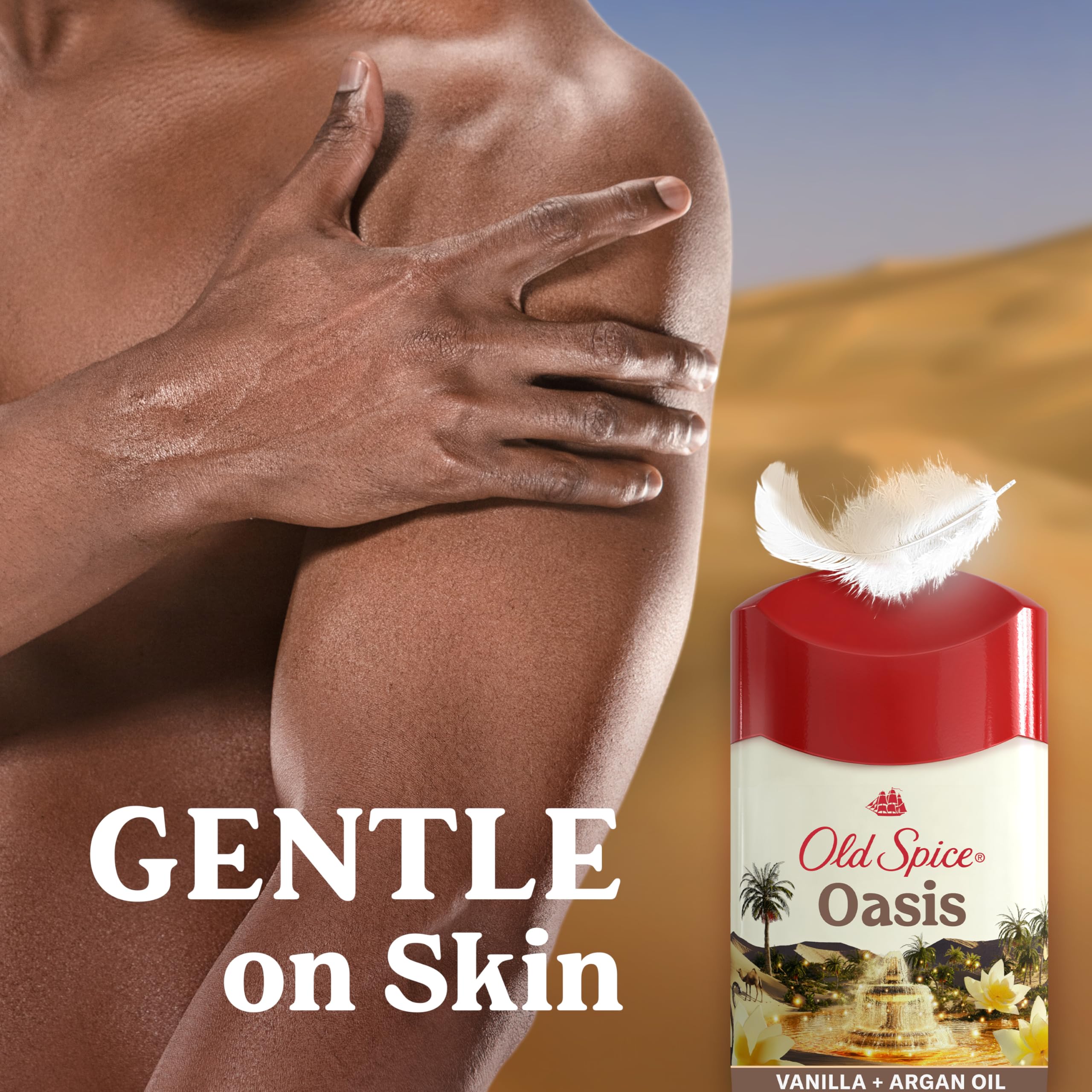 Old Spice Dry Feel desodorante, fragancia vainilla y argán para un aroma distintivo.