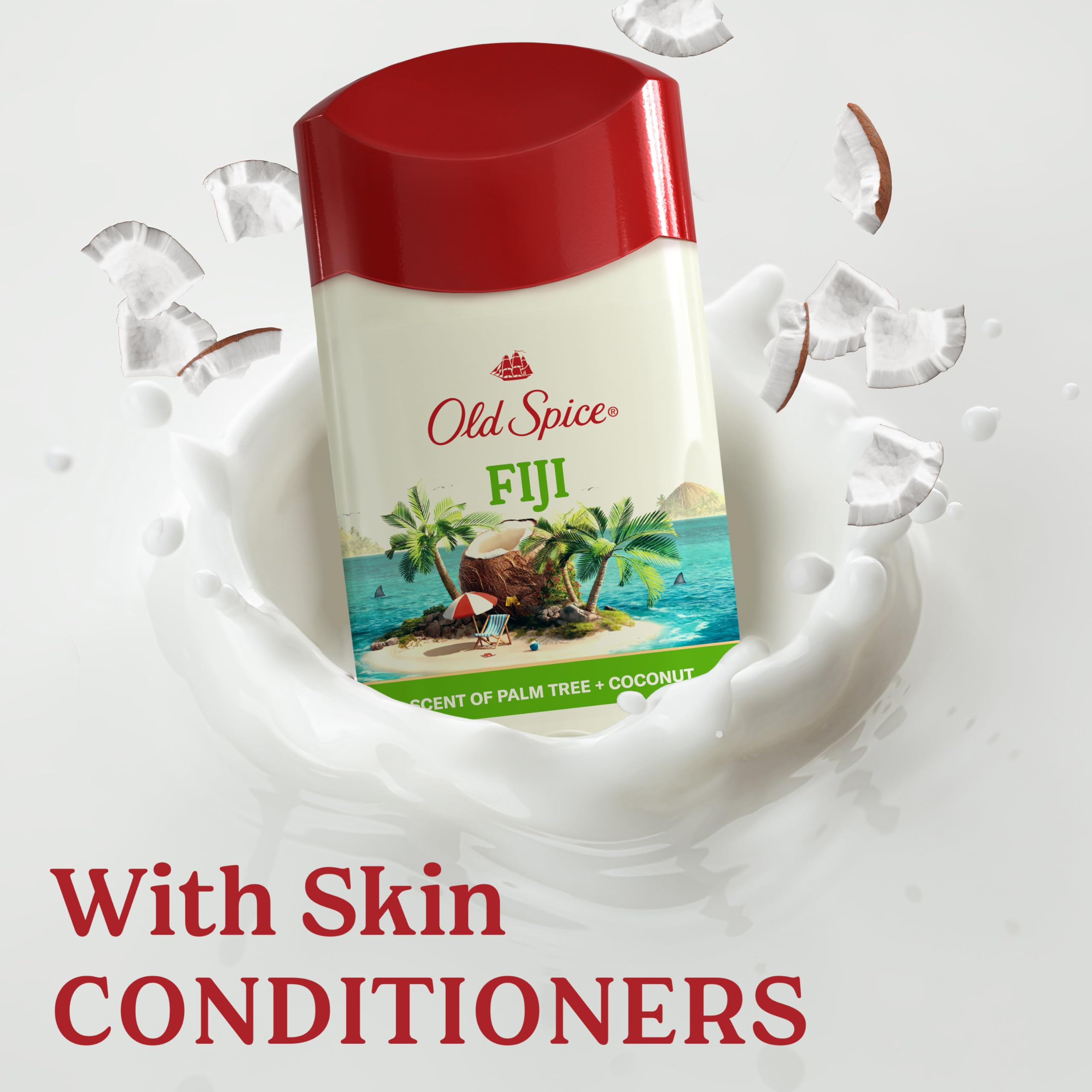 Old Spice Dry Feel Fiji skin conditioners detail indicating gentle care.