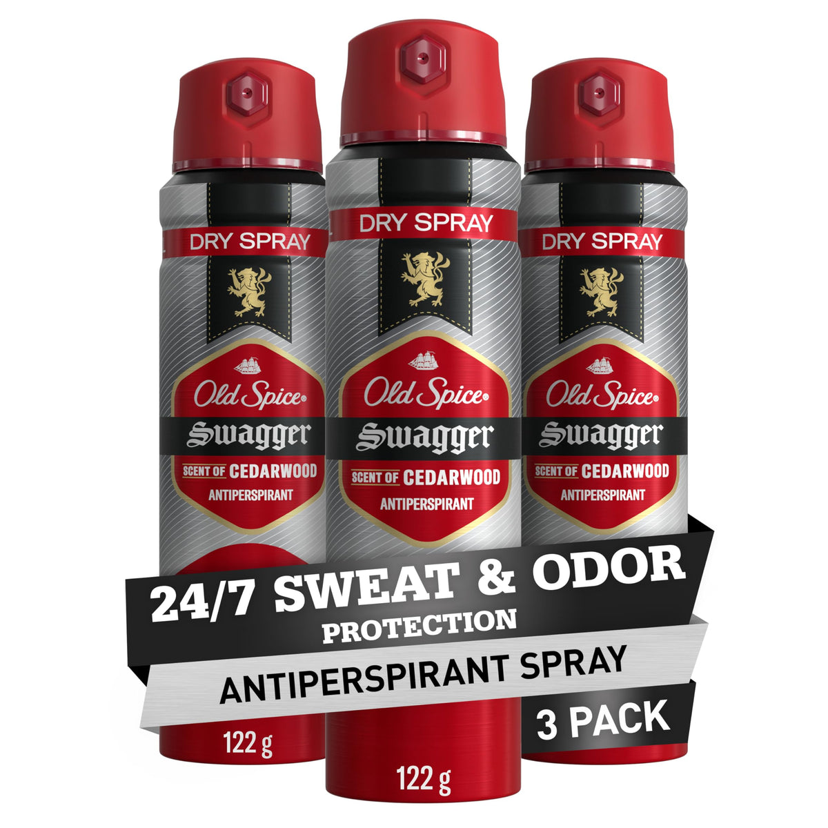 Old Spice Dry Spray para hombre, bote visible con aroma cedro-limón y protección duradera
