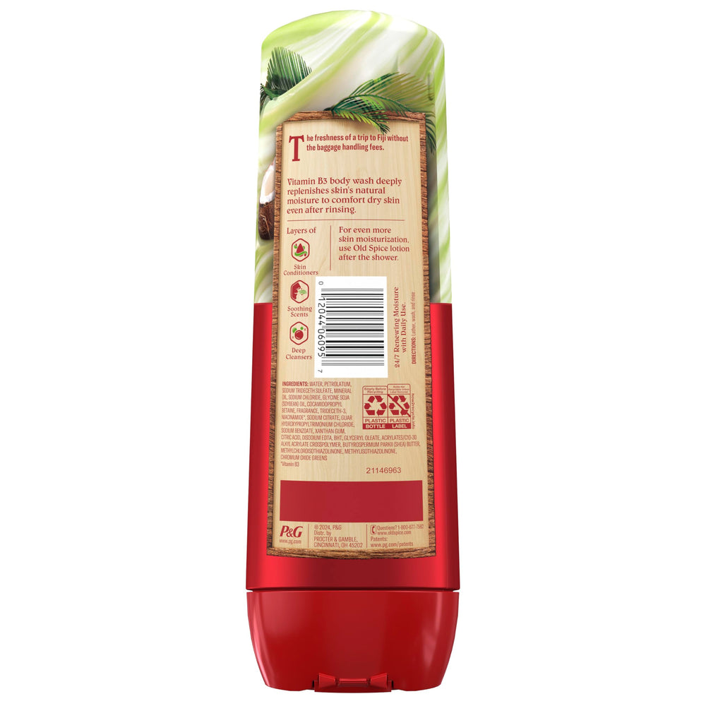 Logotipo y etiqueta de Old Spice en la presentación del producto.
