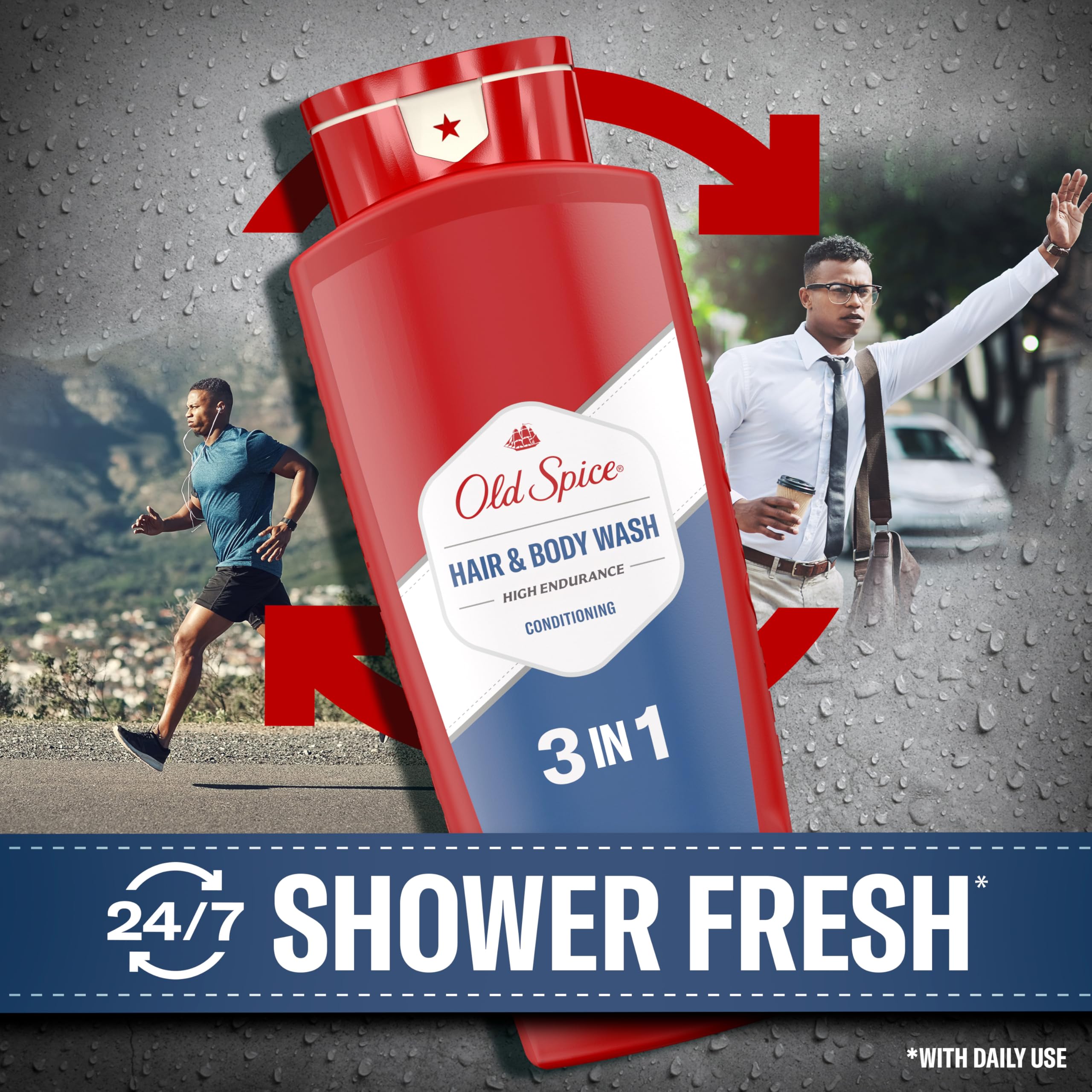 Old Spice Endurance bottle closeup shows long-lasting fragrance for daily use.
