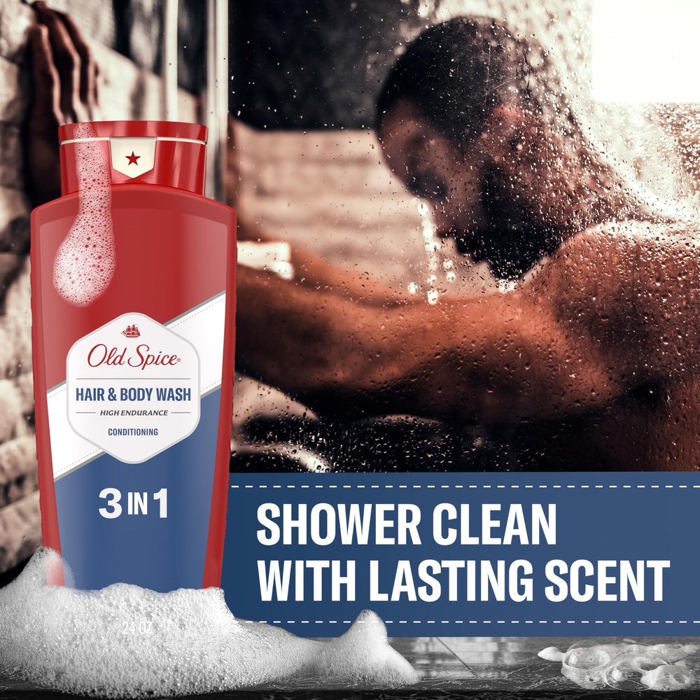 Old Spice Endurance packaging detail highlights bold, premium design.