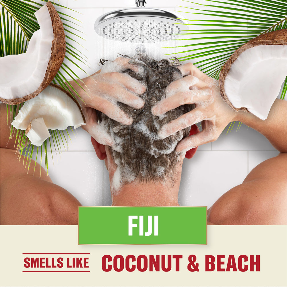 Old Spice Fiji barbershop-inspired styling vibe enhances grooming routine.