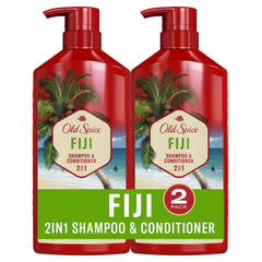 Old Spice Fiji 2-in-1 bottle front view with coconut and tropical wood scent.