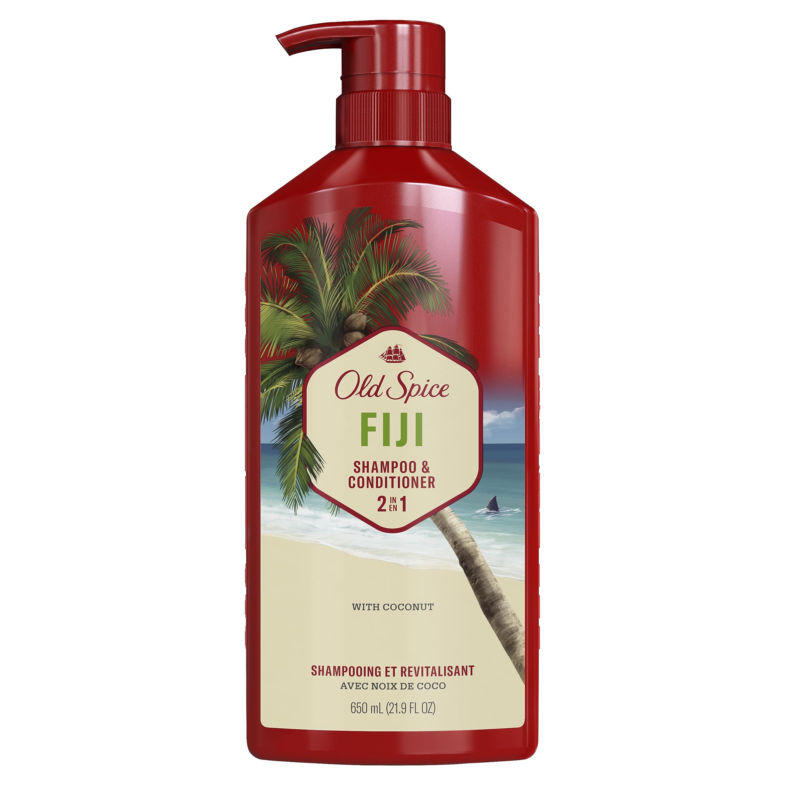 Old Spice Fiji scent notes evoke coconut and tropical woods.