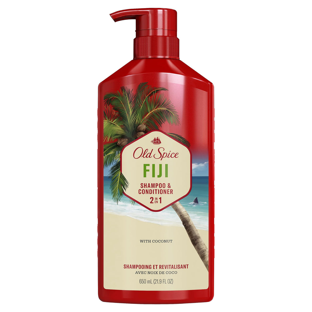 Old Spice Fiji scent notes evoke coconut and tropical woods.