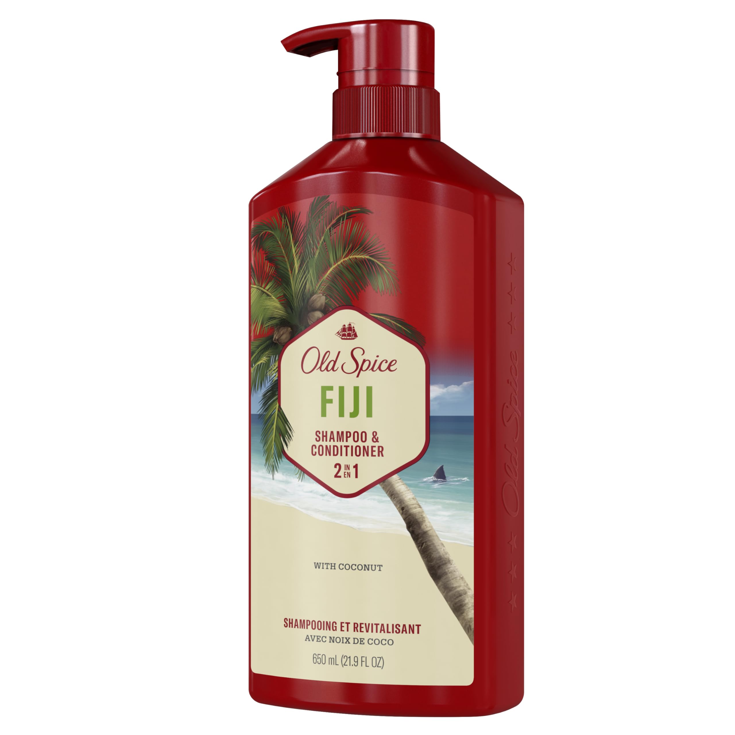 Old Spice Fiji 2-in-1 promotes fuller-looking, moisturized hair after wash.