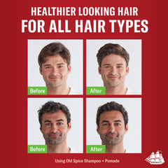 Old Spice Fiji 2-in-1 shampoo-foam lather demonstrates rich cleansing.
