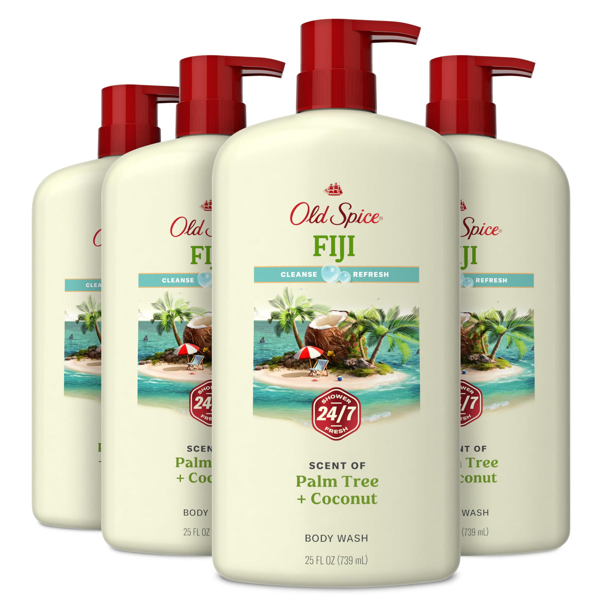 Old Spice Fiji body wash bottle pour for daily freshness
