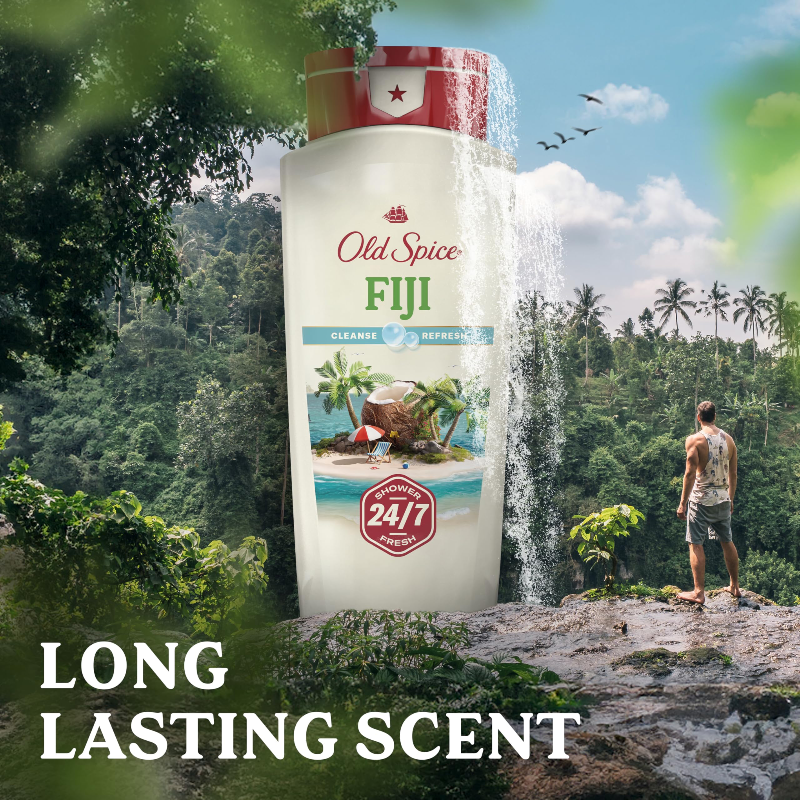 Old Spice Fiji body wash soft, hydrated skin after use