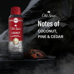 Old Spice fragancia pino y cedro con coco para un aroma masculino intenso.