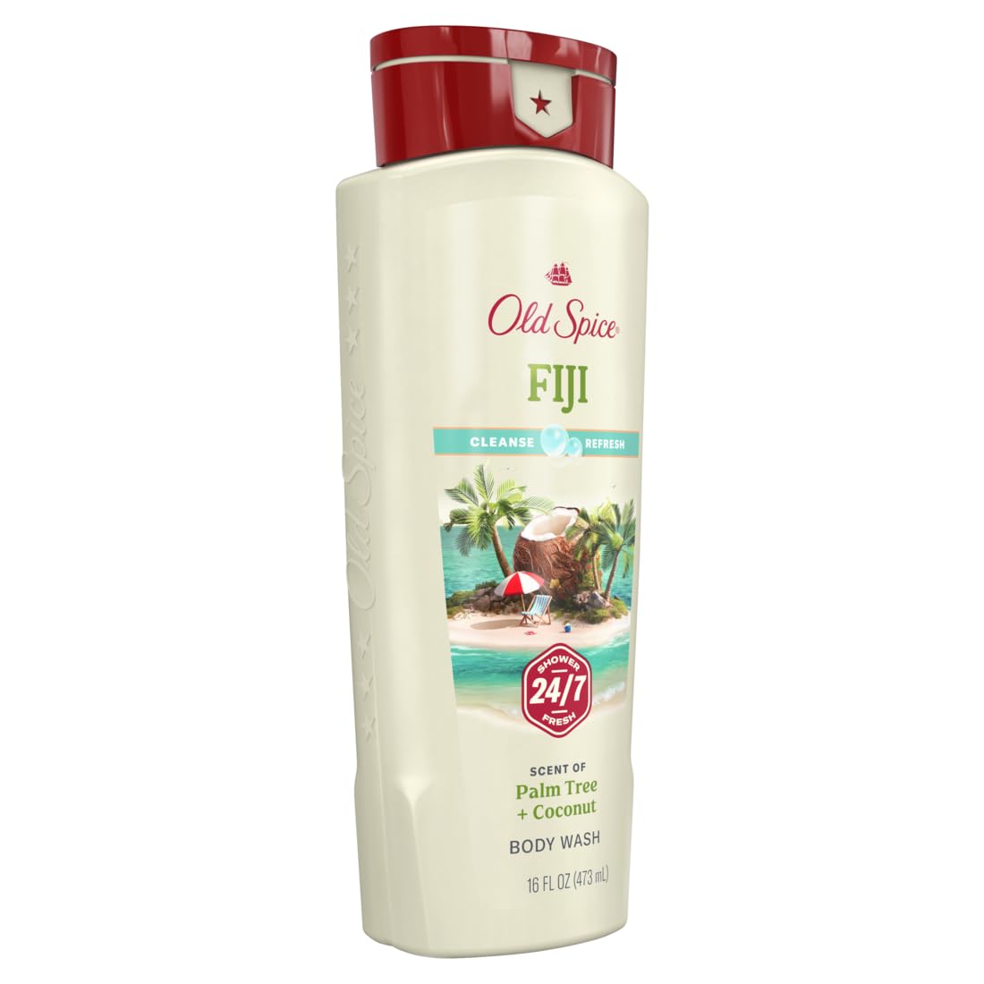 Old Spice Colección Más Fresca: vertido de la botella Fiji, espuma revitalizante para la ducha