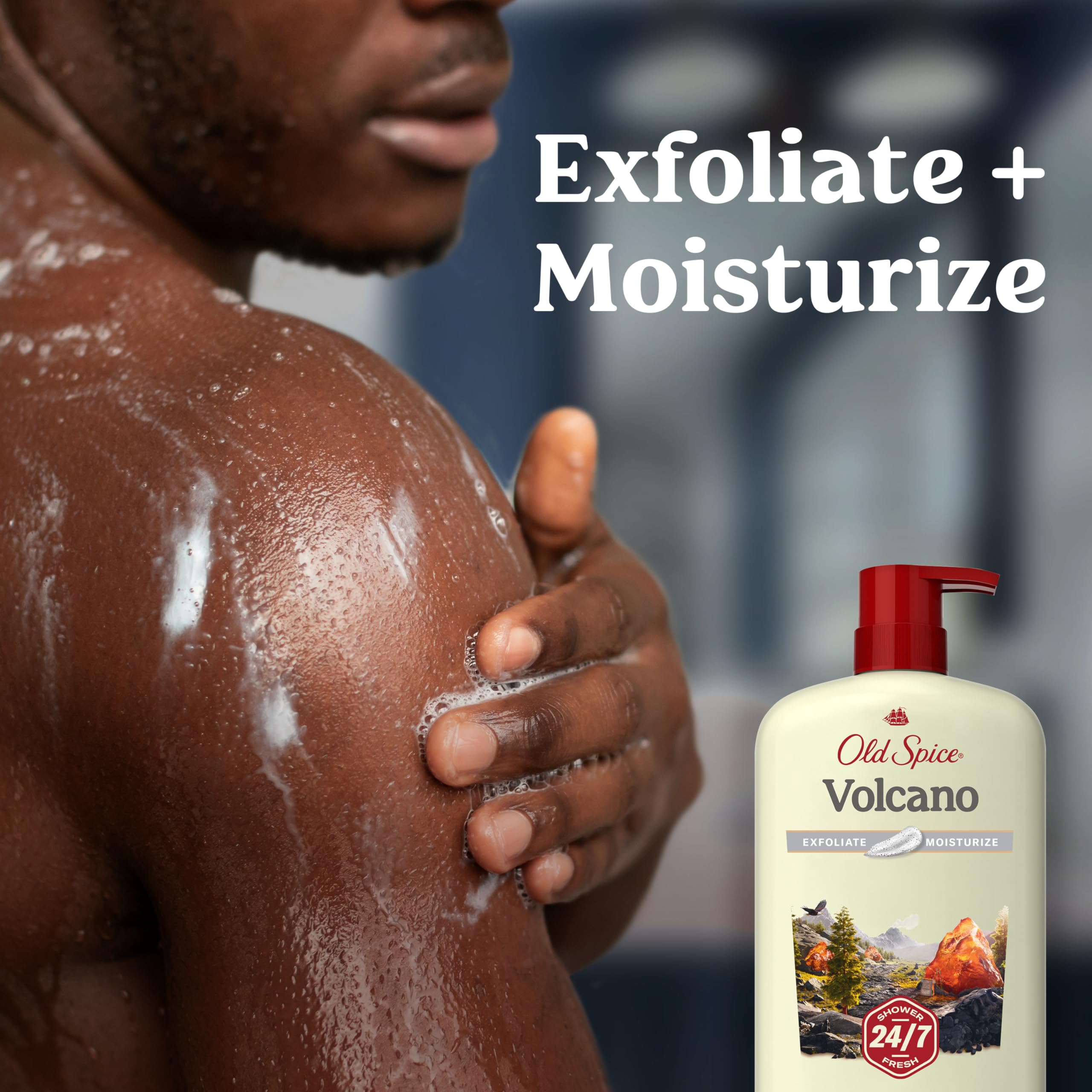 Old Spice gel de baño para hombres, textura espuma, limpieza suave que deja piel fresca.
