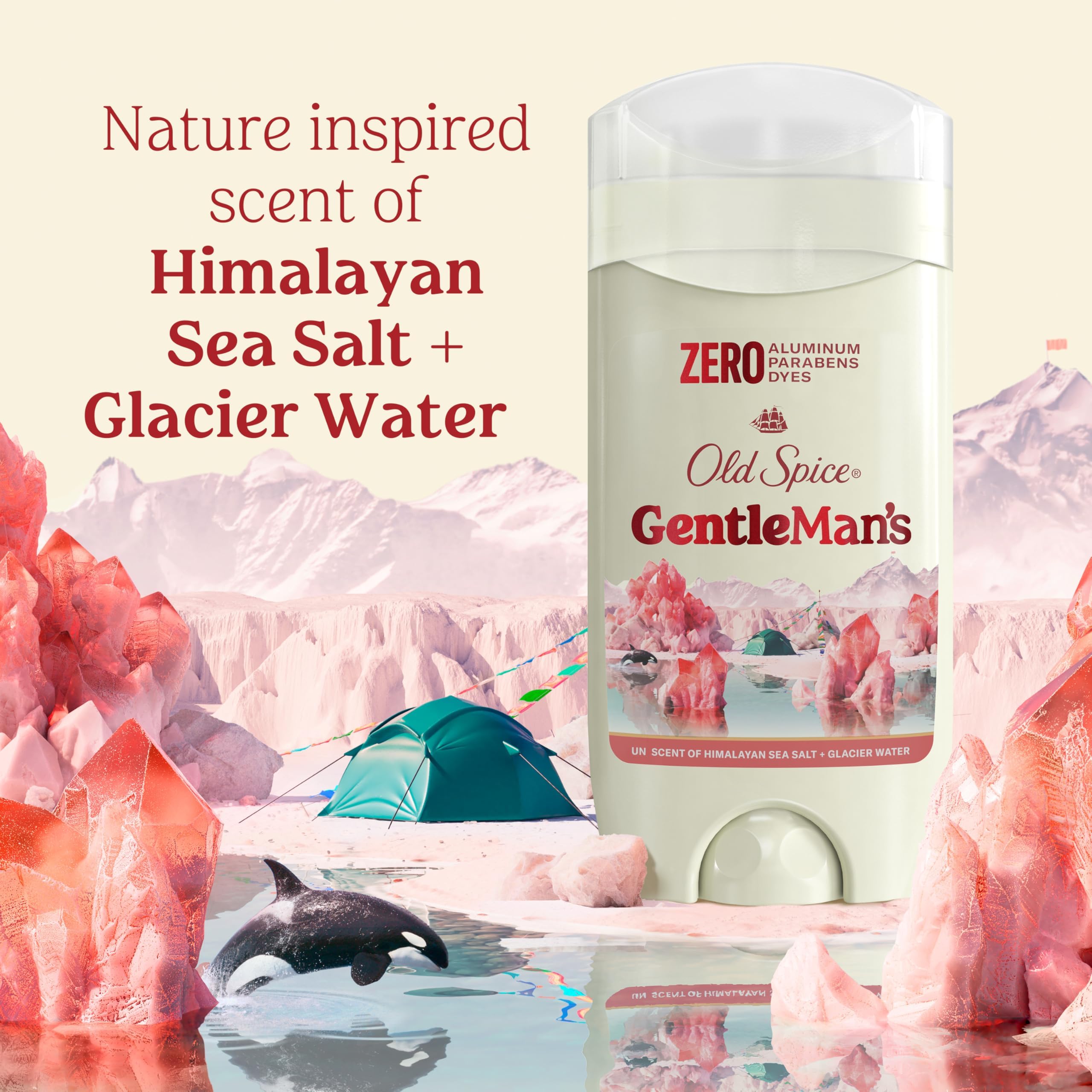 Fragrance close-up showing Himalayan Sea Salt notes and glacier-water vibe