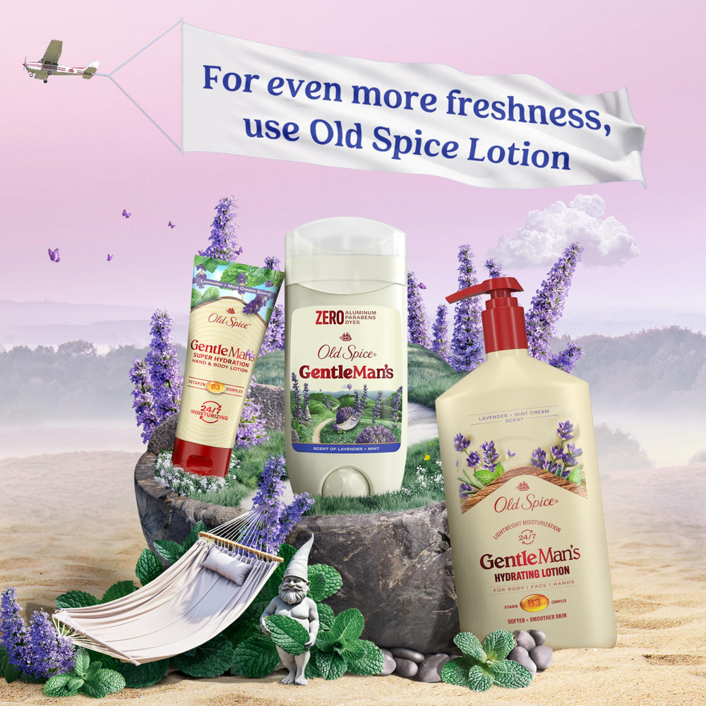 Lavender mint scent close-up on Old Spice GentleMan's deodorant