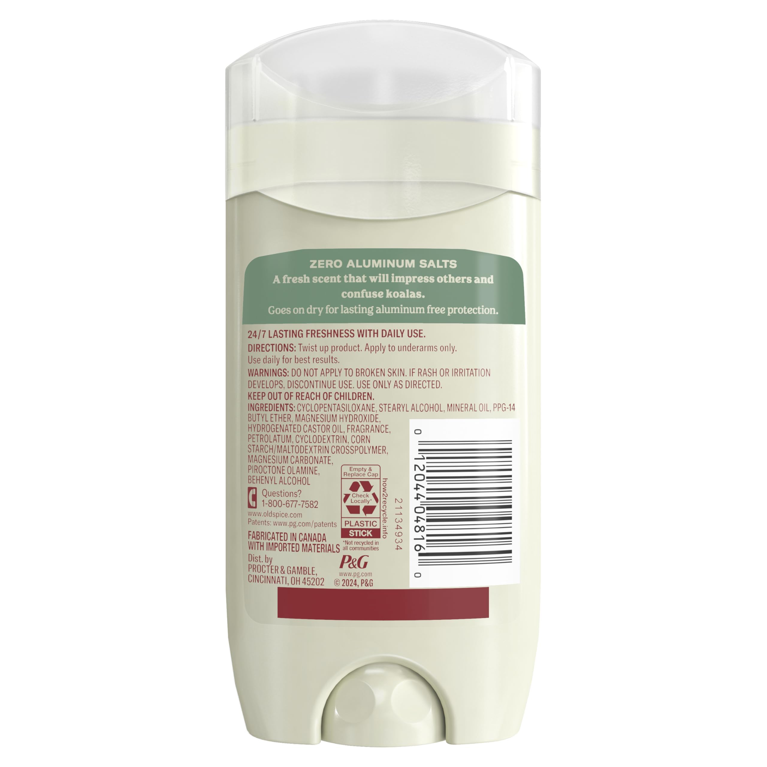 Old Spice GentleMan's no aluminum label close-up demonstrates gentleness