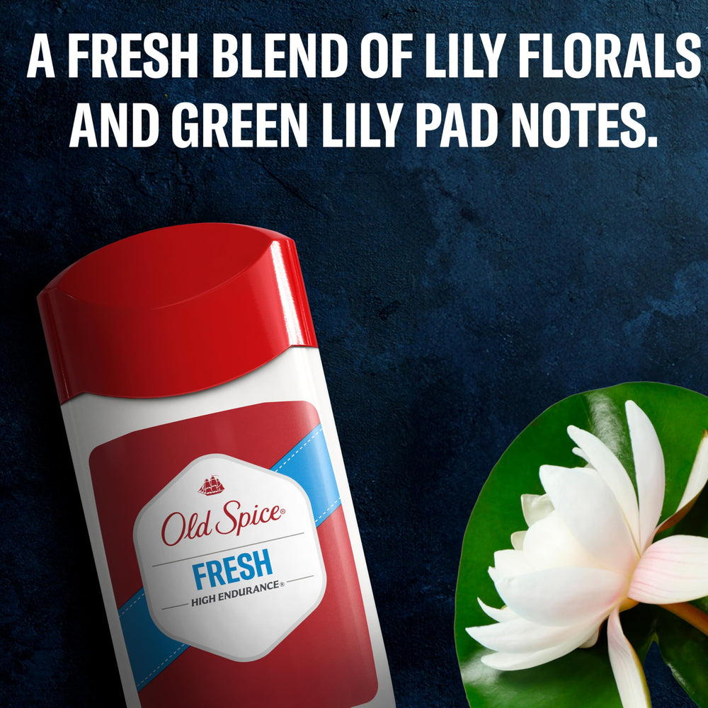 Old Spice High Endurance 24-7 scent label emphasizes lasting fragrance.
