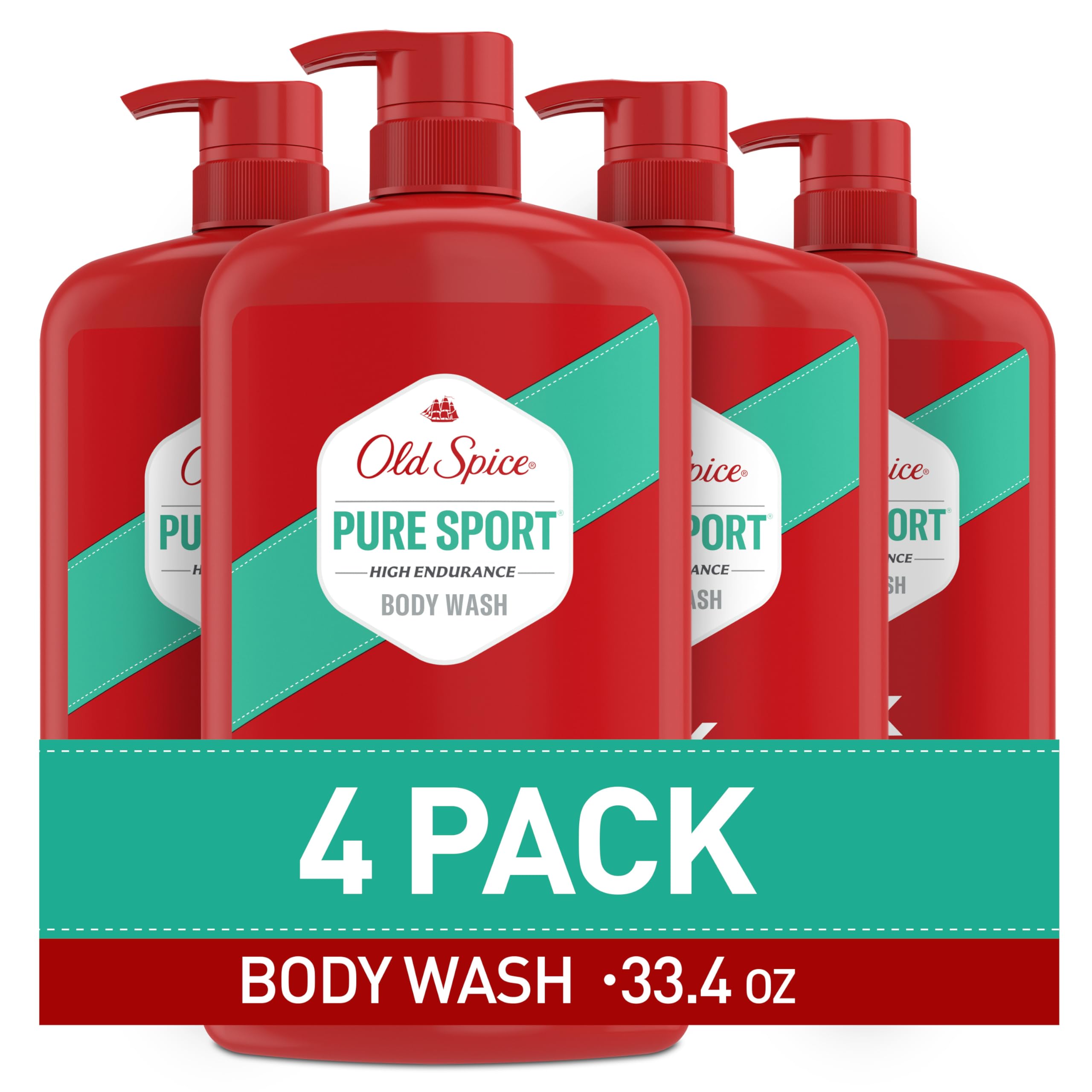 Old Spice High Endurance bottle pour for fast cleansing and a bold start.