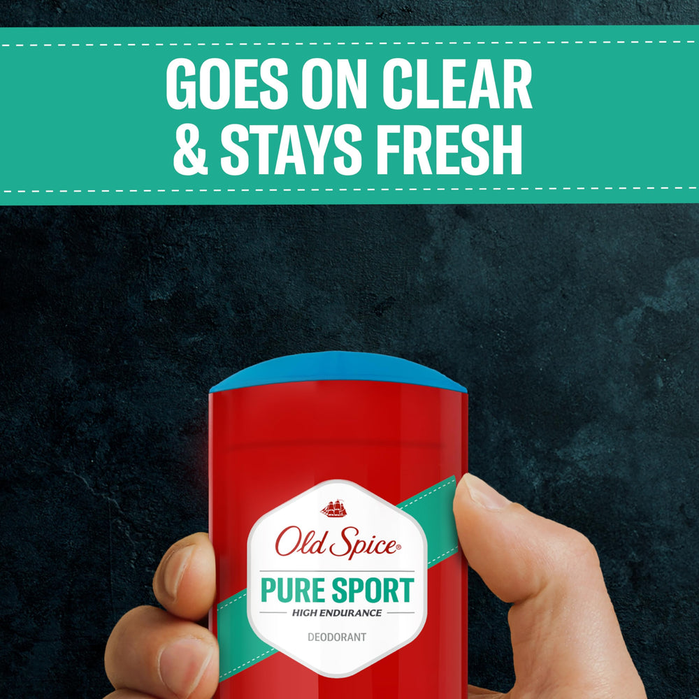 Old Spice High Endurance clear application on skin leaves no visible residue.
