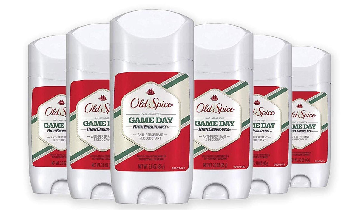 Old Spice High Endurance Game Day pack of six sticks ready for travel