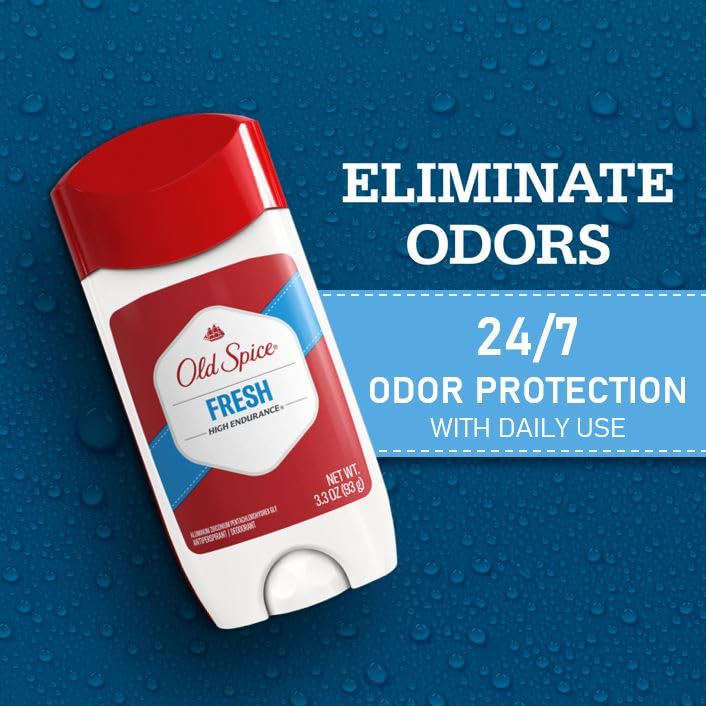 Old Spice High Endurance invisible-application demonstrates clear underarm protection.