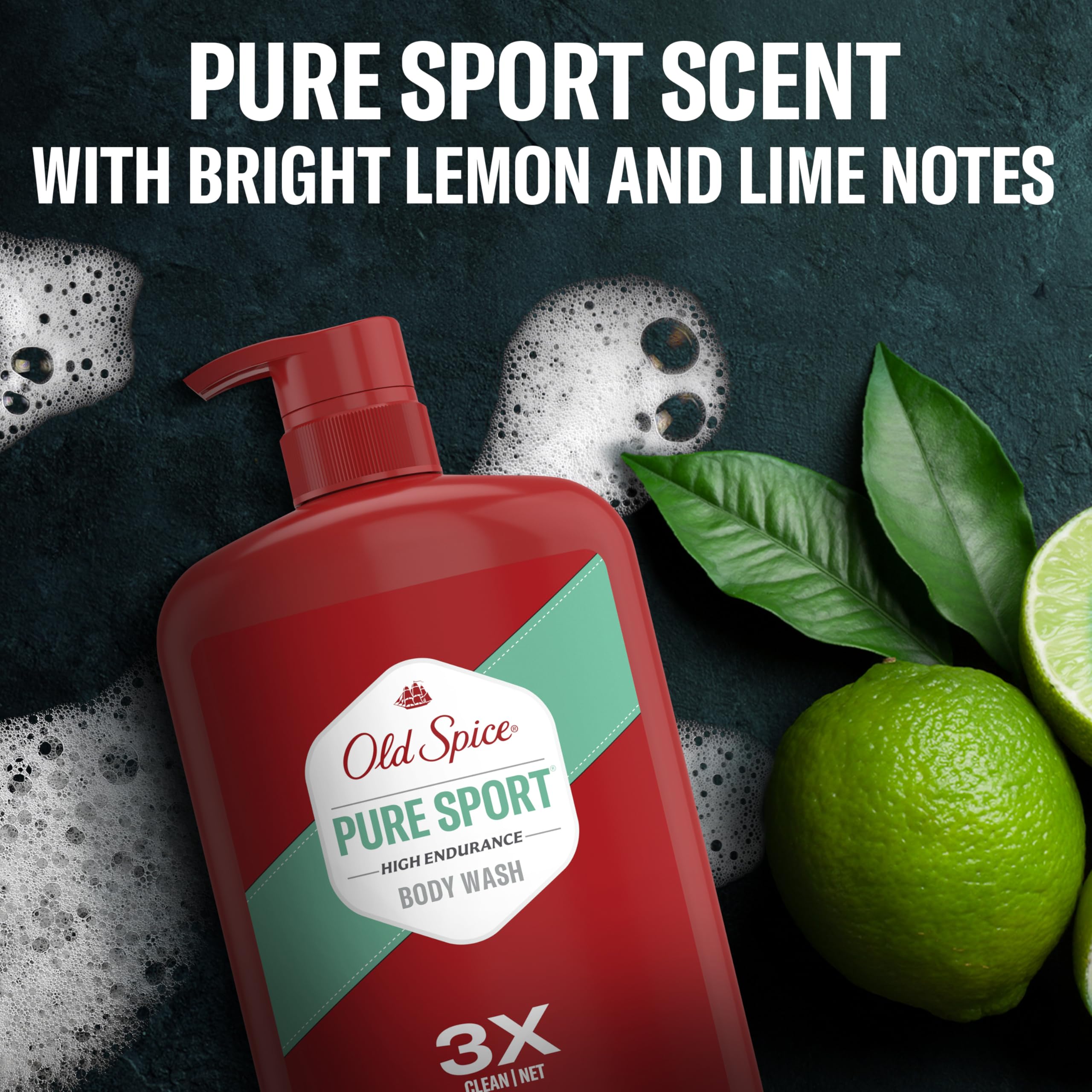 Old Spice High Endurance pack of 4 bottles for easy family use.