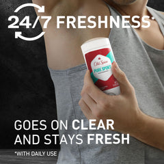 Aplicación clara de Old Spice High Endurance Refresh evita manchas en la ropa.