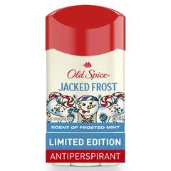 Old Spice Holidude Jacked Frost deodorant bottle for all-day holiday freshness.