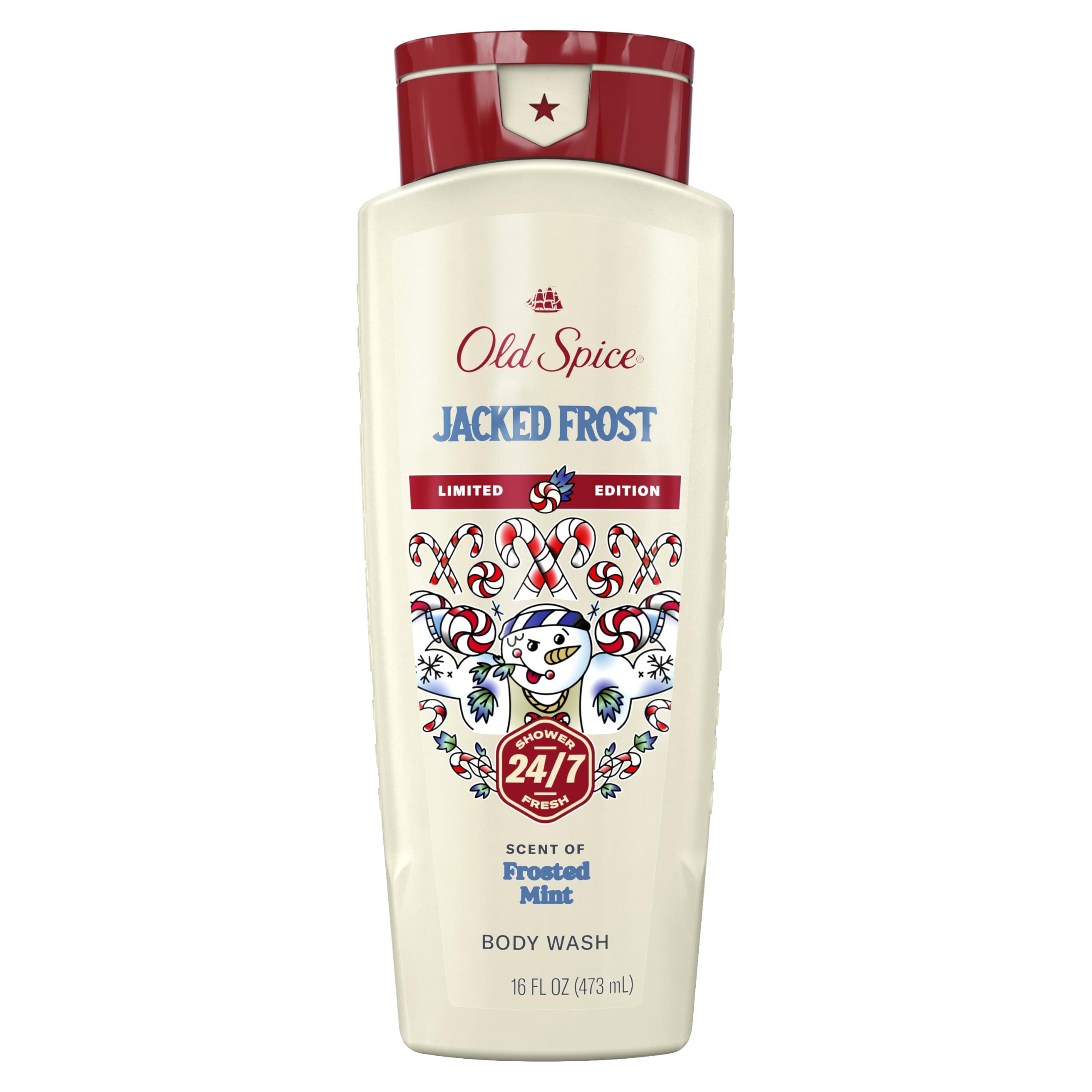 Old Spice Holidude Jacked Frost, botella visible, aroma refrescante para el día a día.