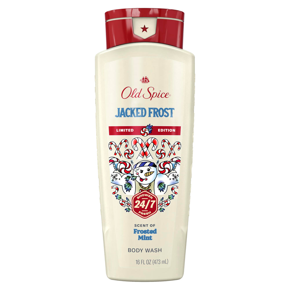 Old Spice Holidude Jacked Frost, botella visible, aroma refrescante para el día a día.