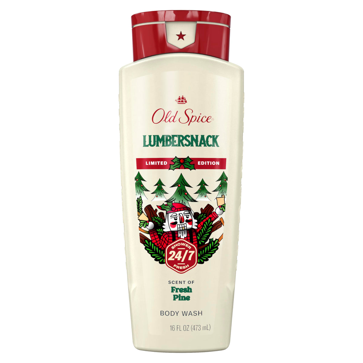 Old Spice Holidude LumberSnack: aroma festivo y frescura duradera para la ducha.