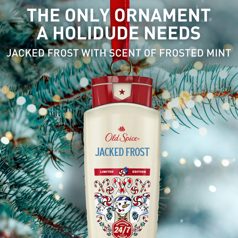 Old Spice Holidude Lumber Snack, frasco en primer plano, fragancia rústica para uso diario.