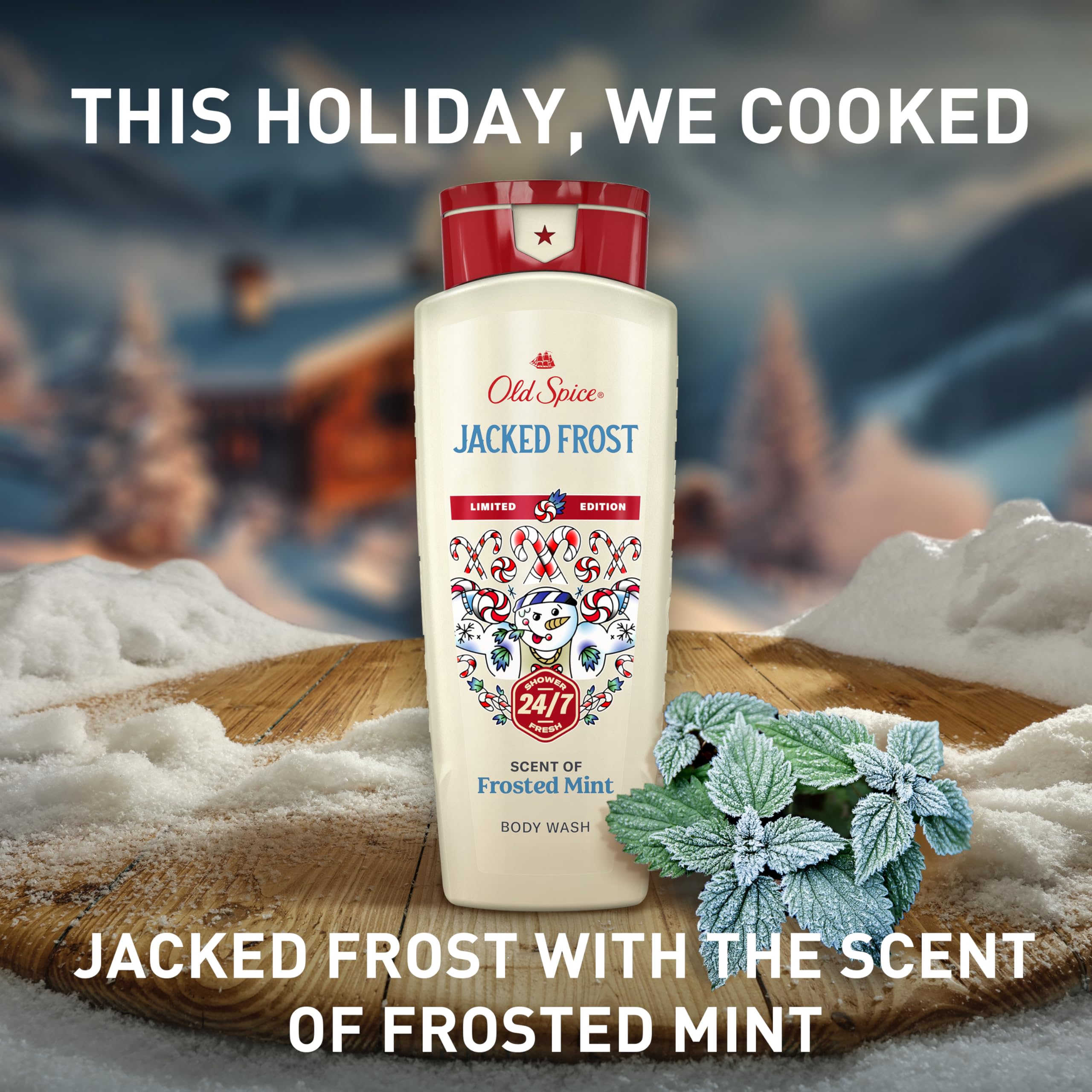 Old Spice Holidude Snickerdudel, etiqueta clara, aroma gourmet para días festivos.