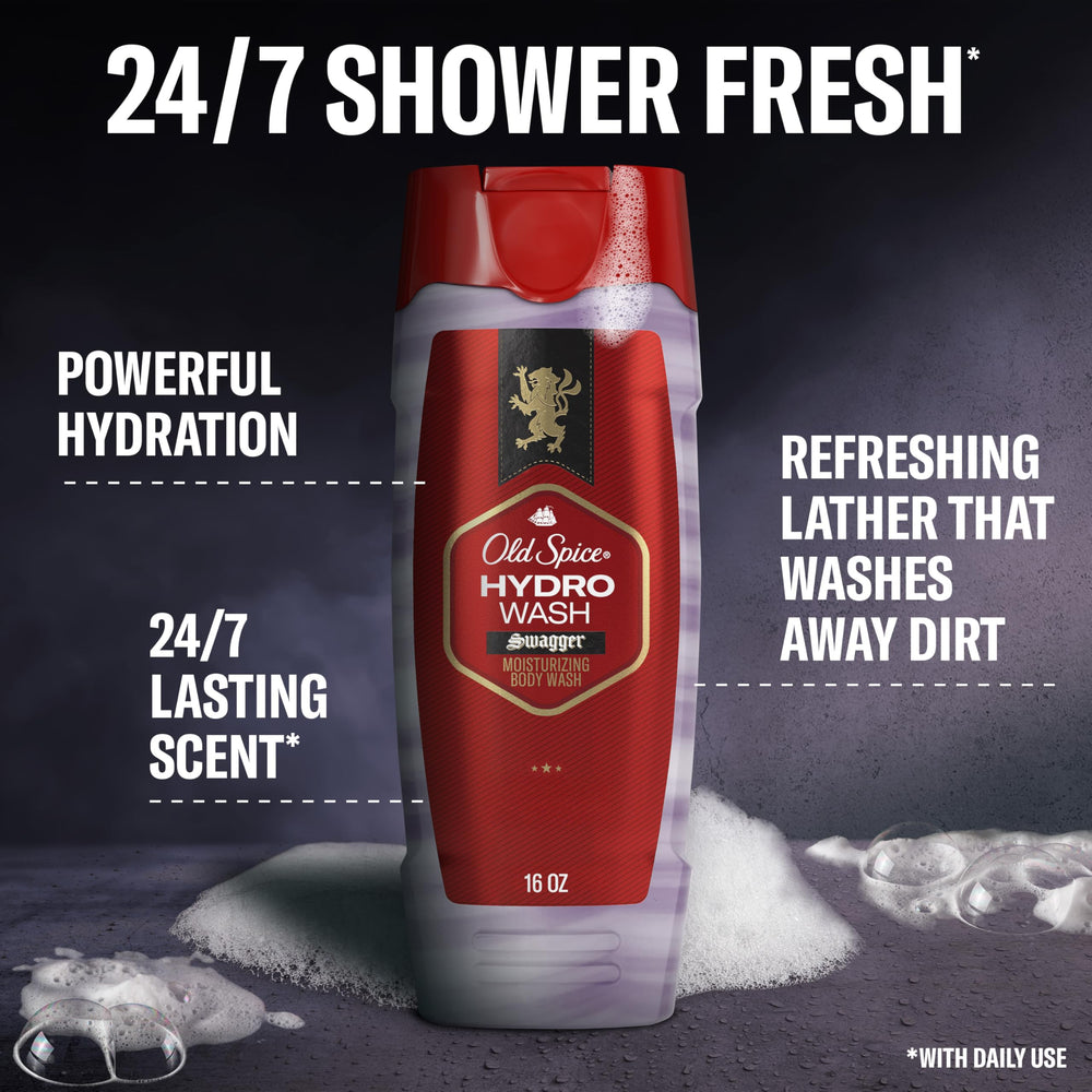 Old Spice Hydro Wash foaming lather delivering rich cleansing